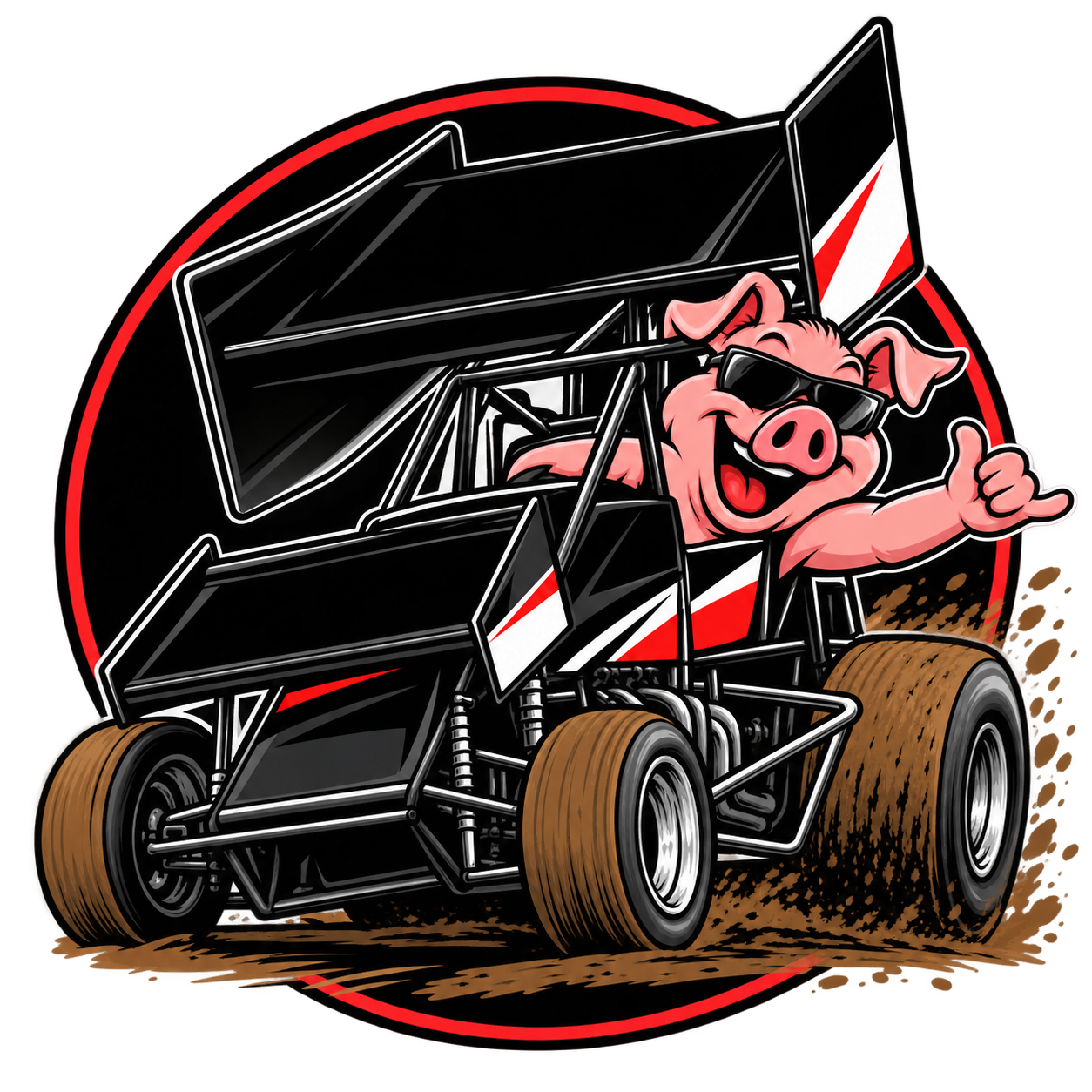 Pig driving a sprint car — Speedway Roster